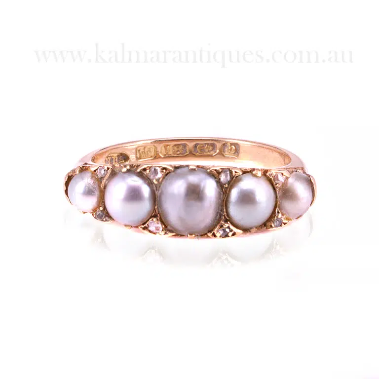 Antique pearl and diamond ring