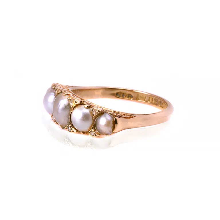 Antique pearl and diamond ring made in 1901