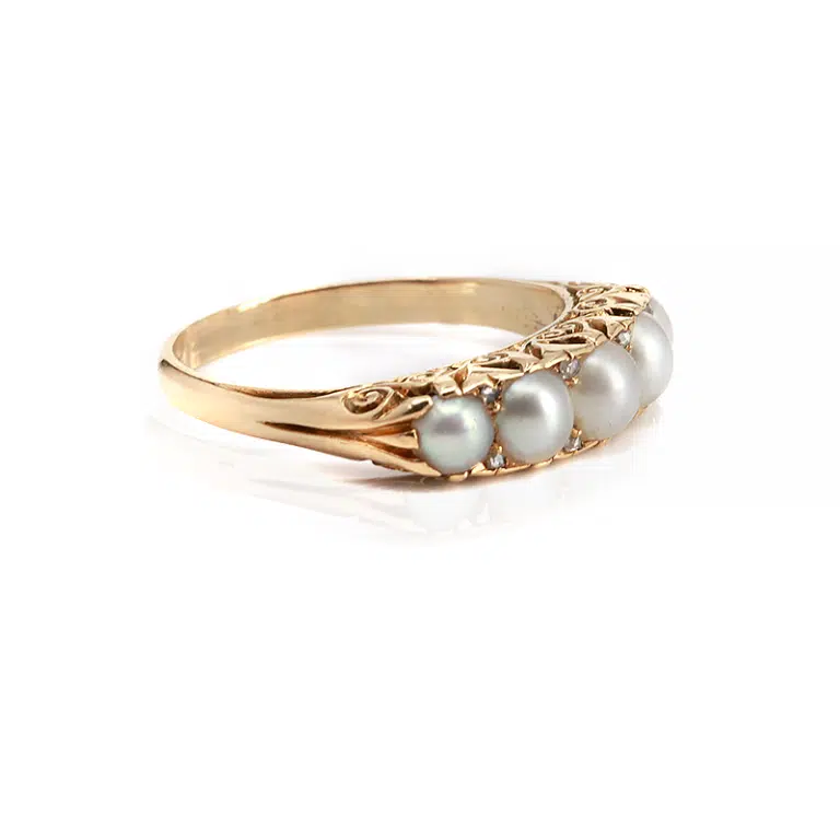 Antique Victorian era pearl and diamond ring