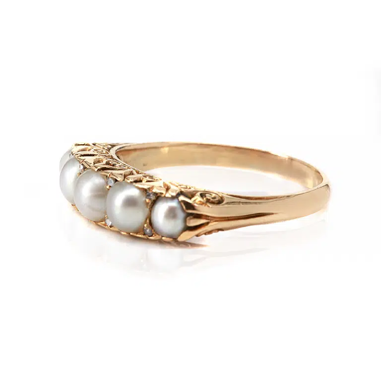 Antique pearl and diamond ring