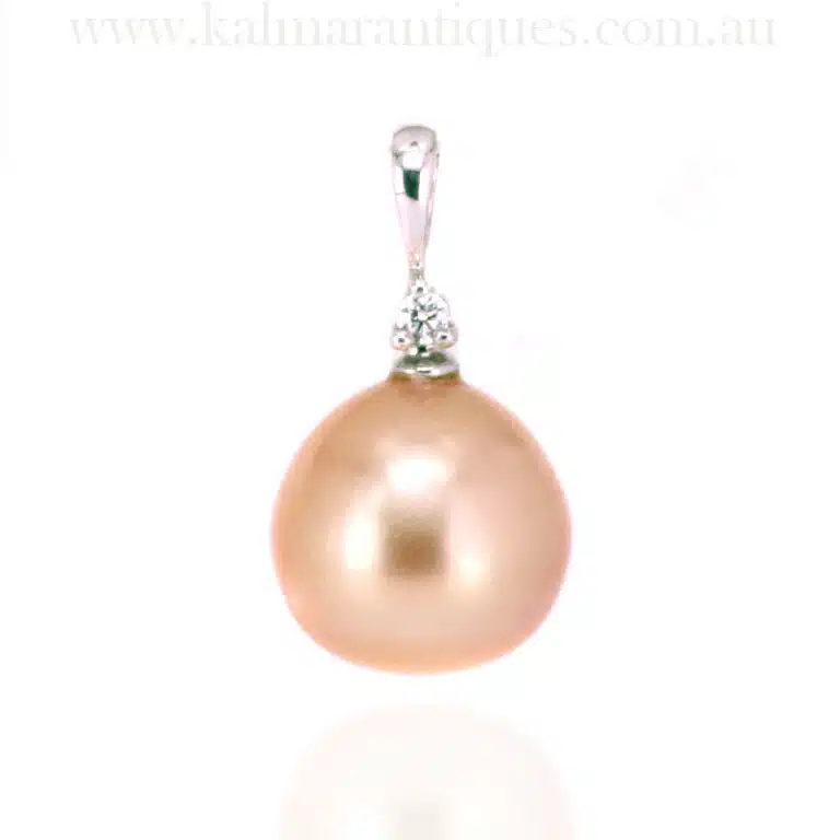 Gold South Sea pearl and diamond pendant