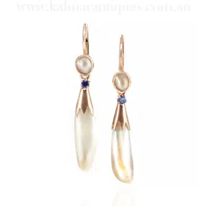 Antique sapphire and pearl earrings