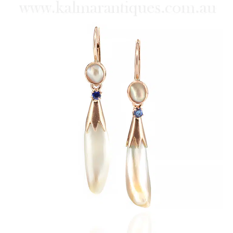 Antique sapphire and pearl earrings