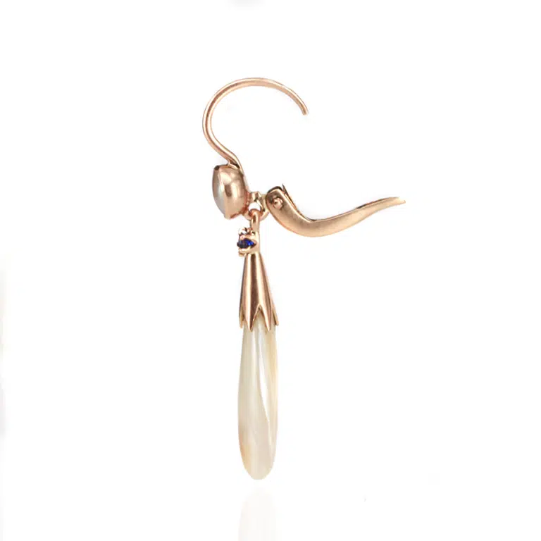 Antique earrings set with natural pearls and sapphires