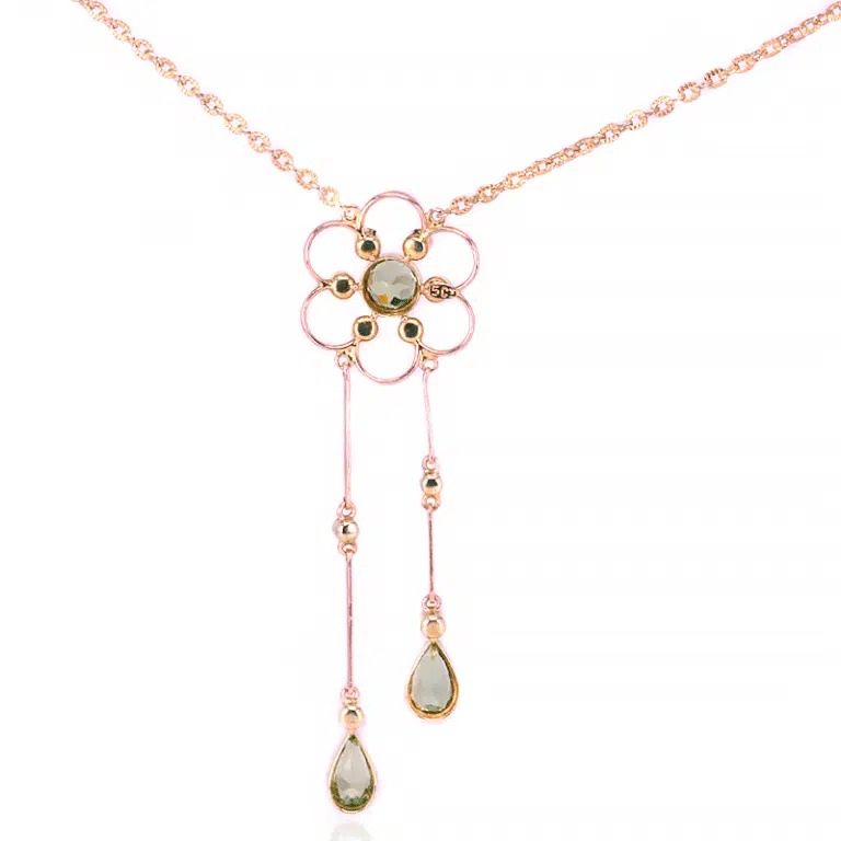 Peridot and pearl negligee necklace from the 1920's