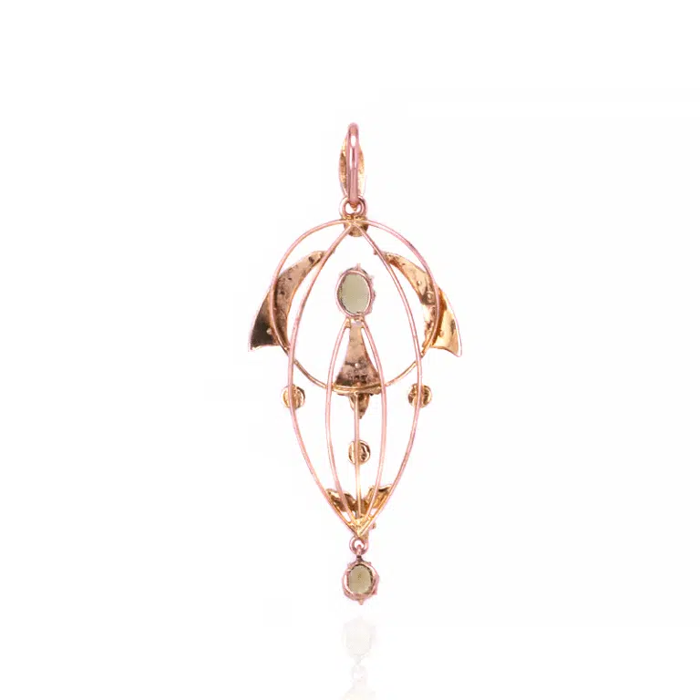 Antique gold peridot and pearl pendant
