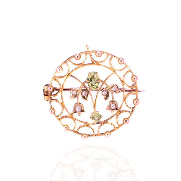 Peridot and pearl brooch & pendant
