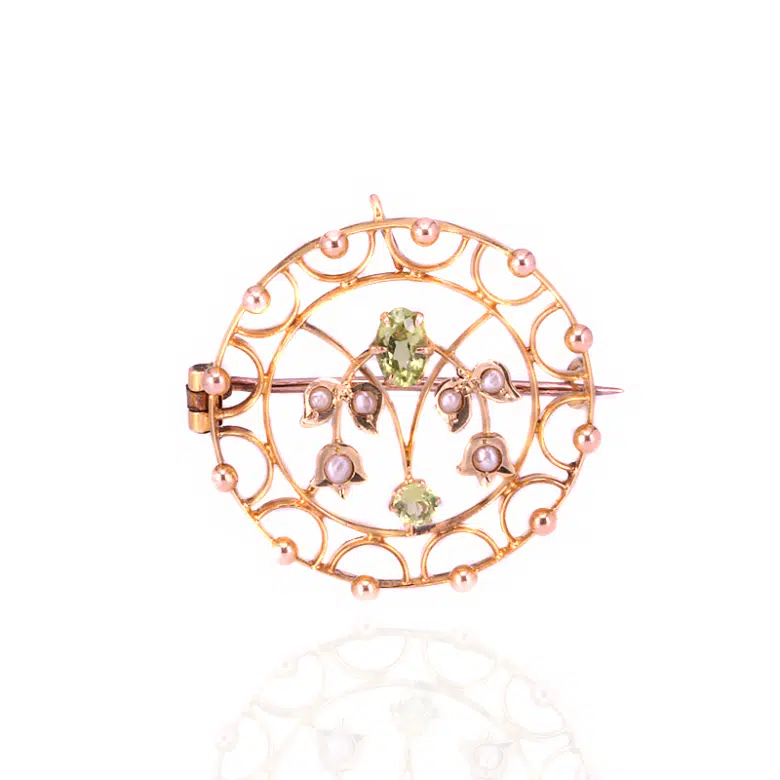 Peridot and pearl brooch & pendant