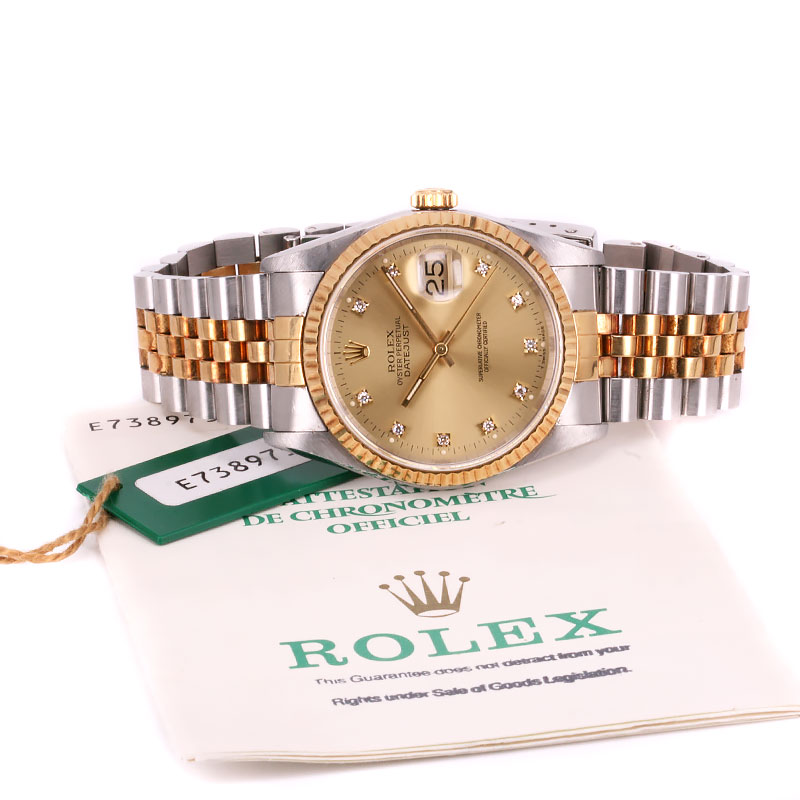 rolex 16233 gold with diamonds