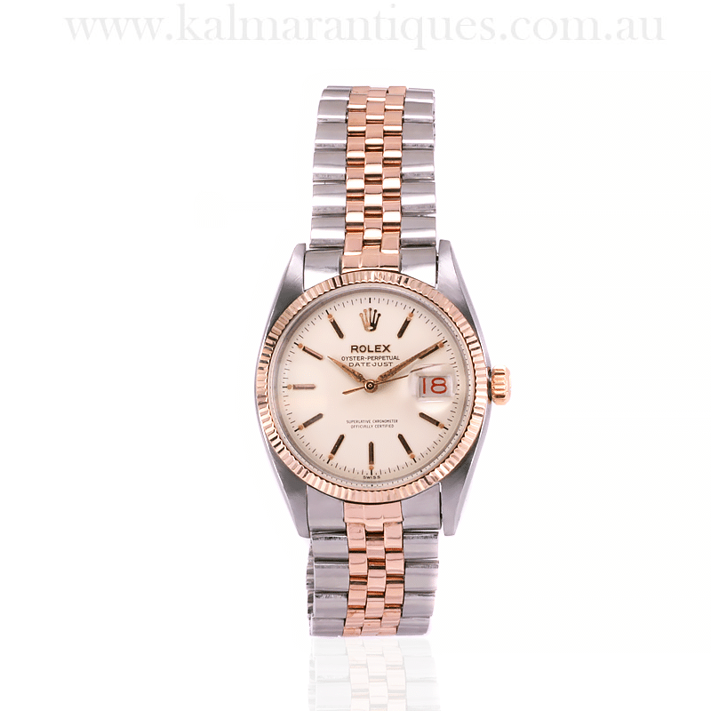 Rare 1957 rose gold and steel Rolex 6605