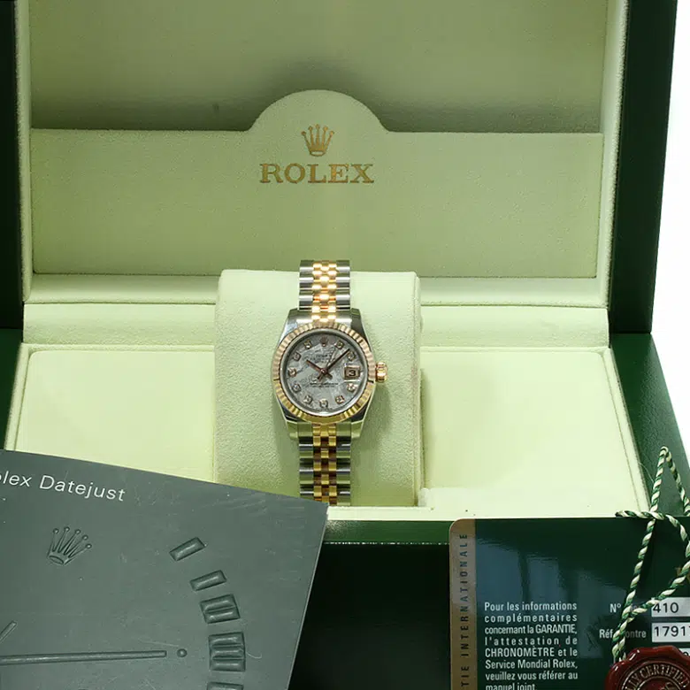 Rolex 179171G Everose and Steel Diamond Meteorite Dial