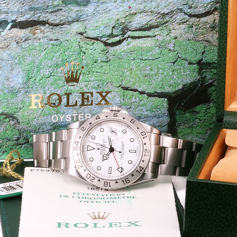 White dial Rolex Explorer II 16570 with 