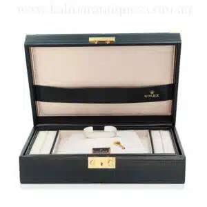Rolex black leather watch and jewellery box reference 51.00.01