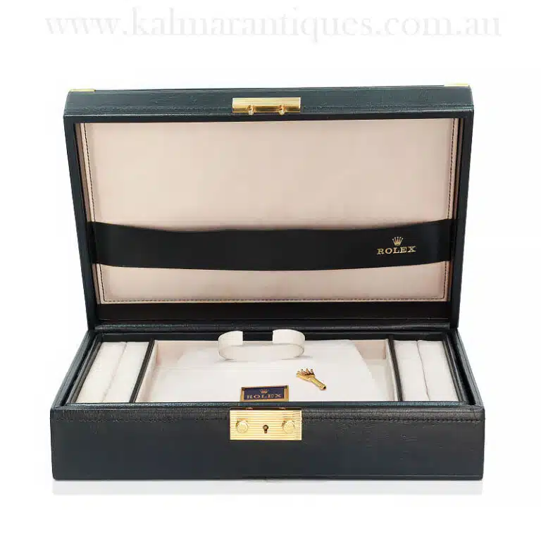 Rolex black leather watch and jewellery box reference 51.00.01