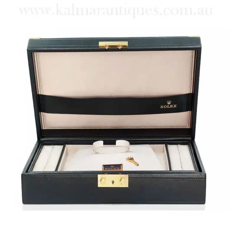 Rolex black leather watch and jewellery box reference 51.00.01