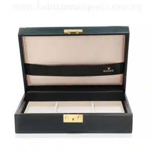 Rolex black leather watch and jewellery box reference 51.00.01