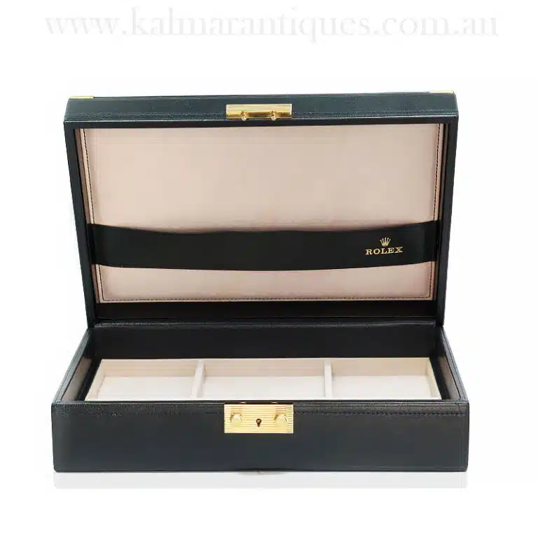 Rolex black leather watch and jewellery box reference 51.00.01