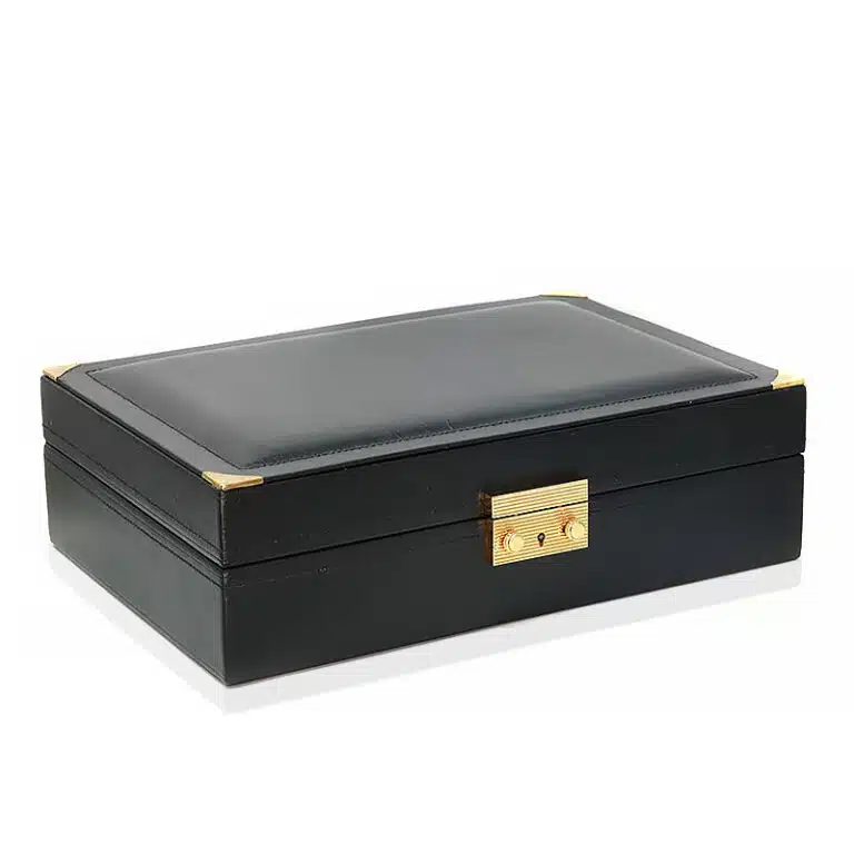 Rolex black leather watch and jewellery box reference 51.00.01