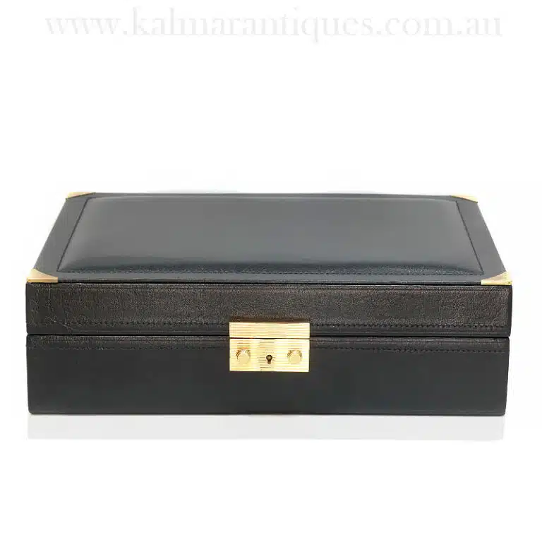Rolex black leather watch and jewellery box reference 51.00.01