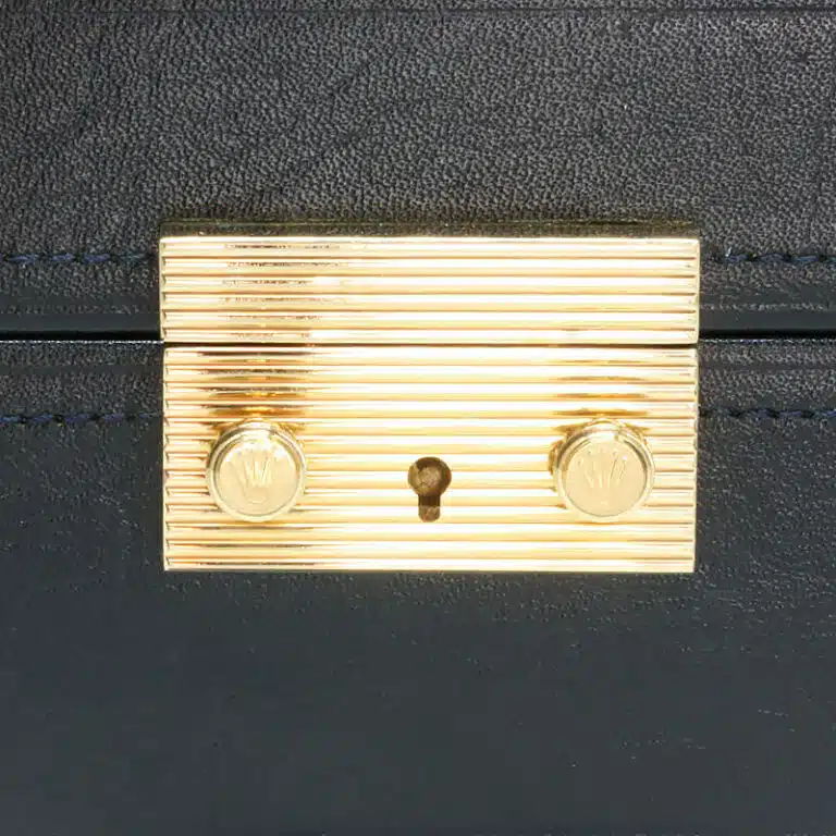 Rolex black leather watch and jewellery box reference 51.00.01