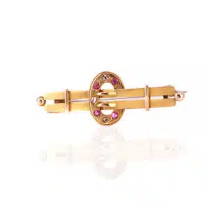Antique ruby and diamond brooch made in 1896