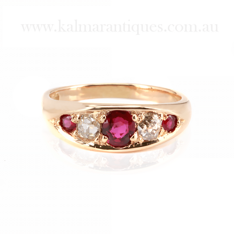 Antique ruby and diamond ring made in 1891