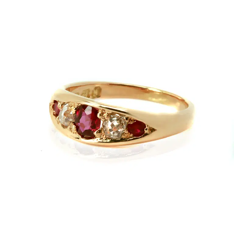 Antique ruby and diamond ring made in 1891