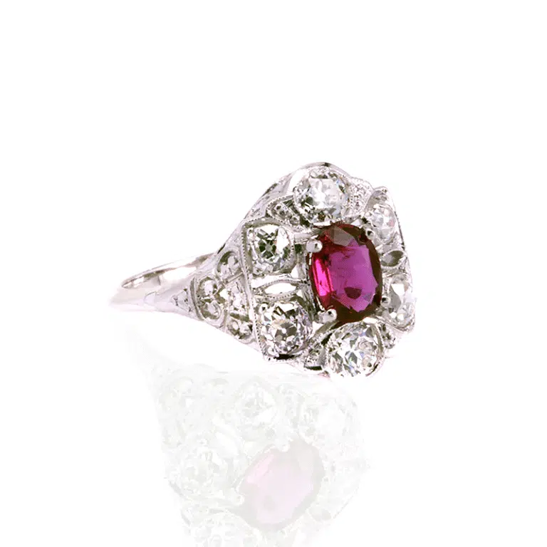 Art Deco ruby and diamond ring