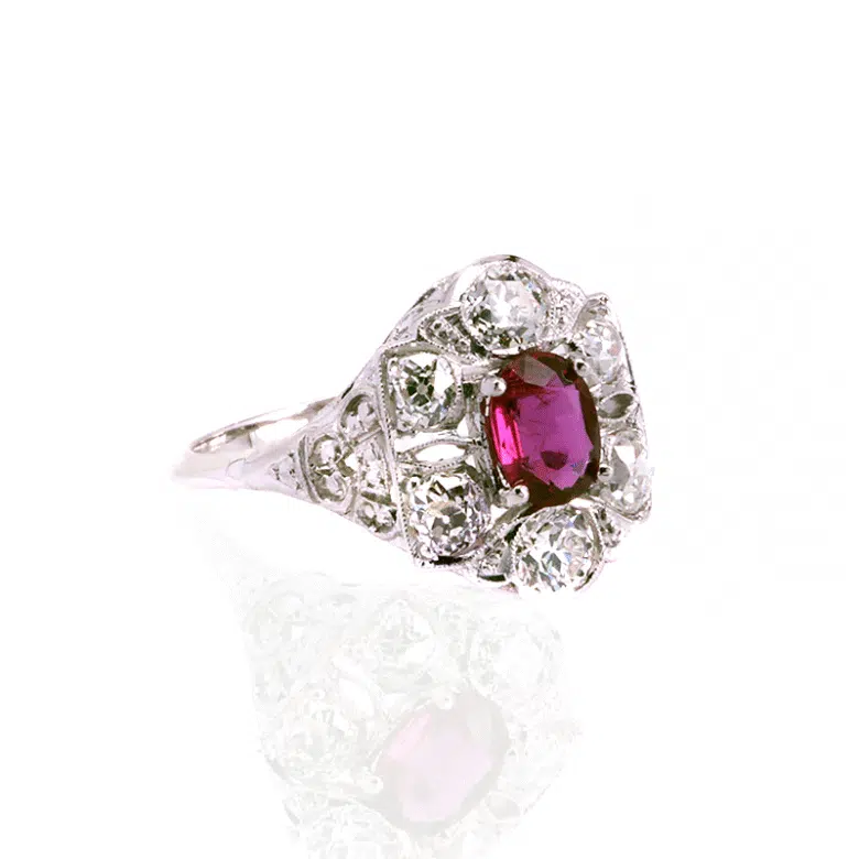 Art Deco ruby and diamond ring