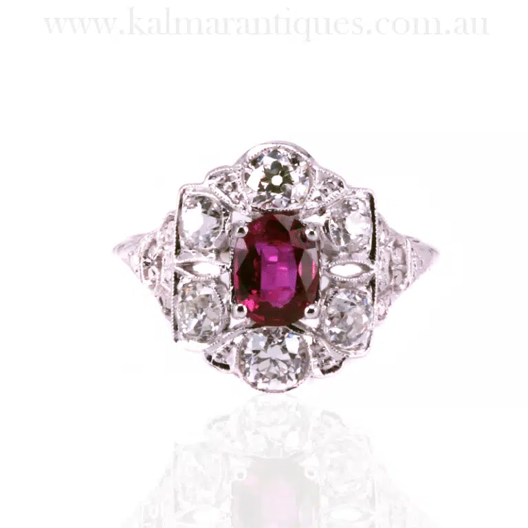 Exceptional Art Deco ruby and diamond ring