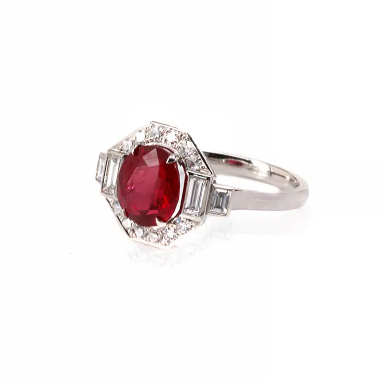 Ruby and diamond engagement ring