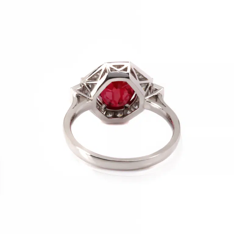 Ruby and diamond ring made by Kalmar Antiques