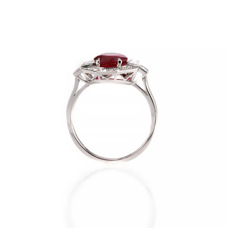 Ruby and diamond engagement ring