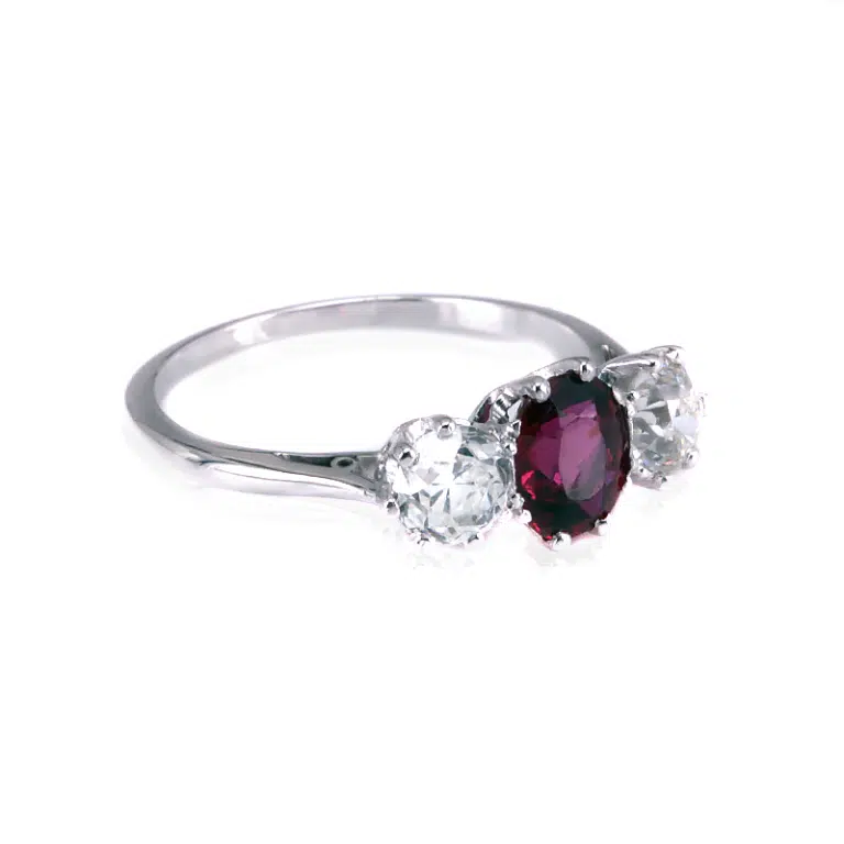 Ruby and diamond trilogy ring