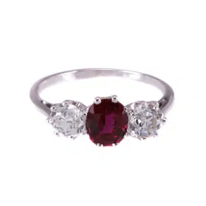 Ruby and diamond trilogy ring