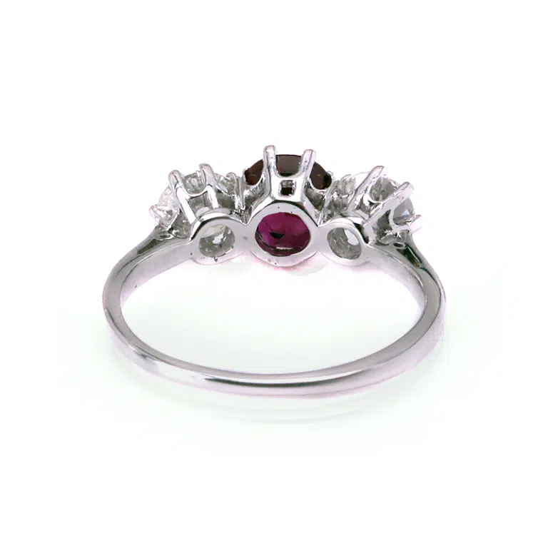 Art Deco ruby and diamond trilogy ring