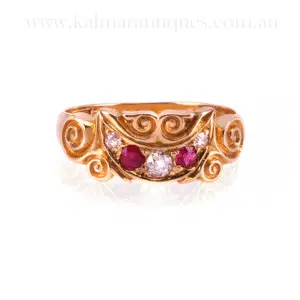 Unique antique ruby and diamond ring
