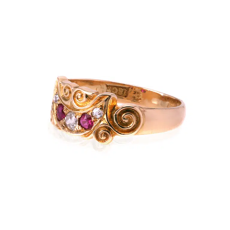 Antique ruby and diamond engagement ring