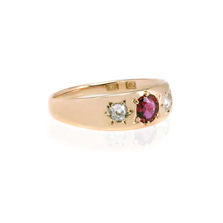 Star set antique ruby and diamond ring