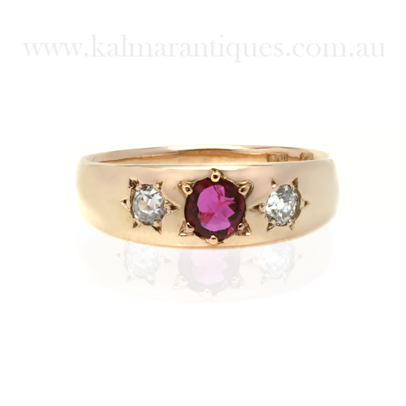 Star set antique ruby and diamond ring