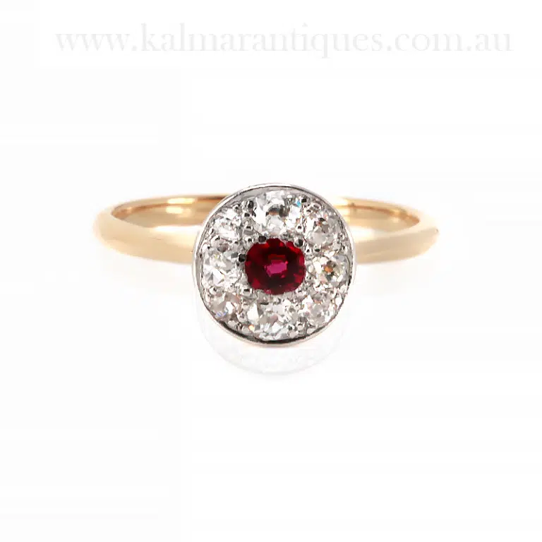 ruby and diamond halo ring
