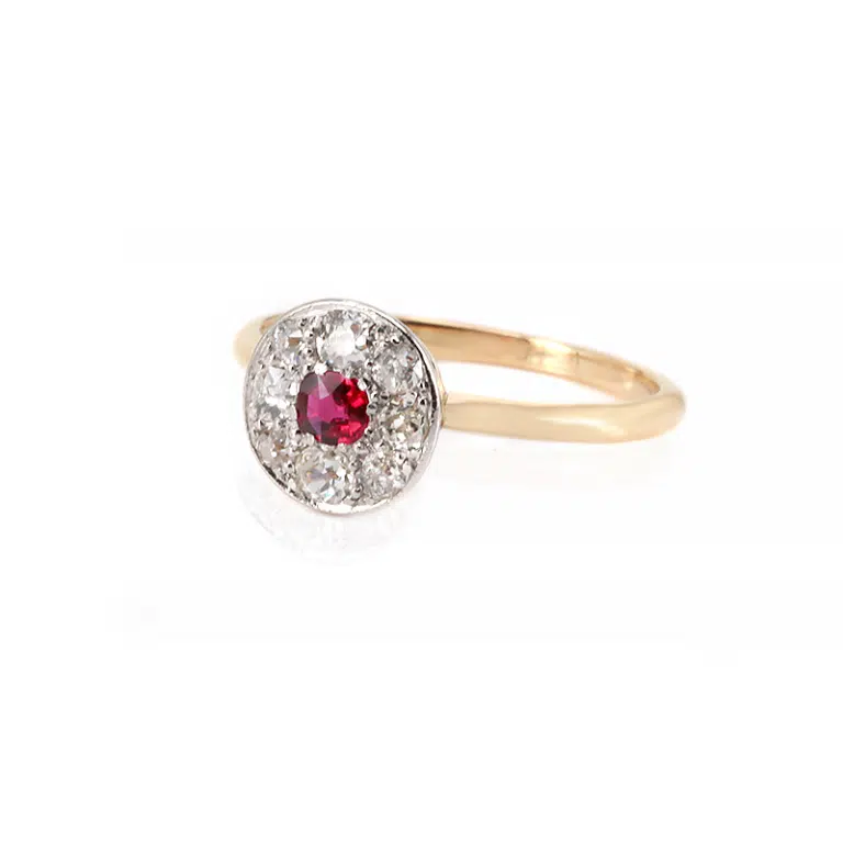 ruby and diamond halo ring