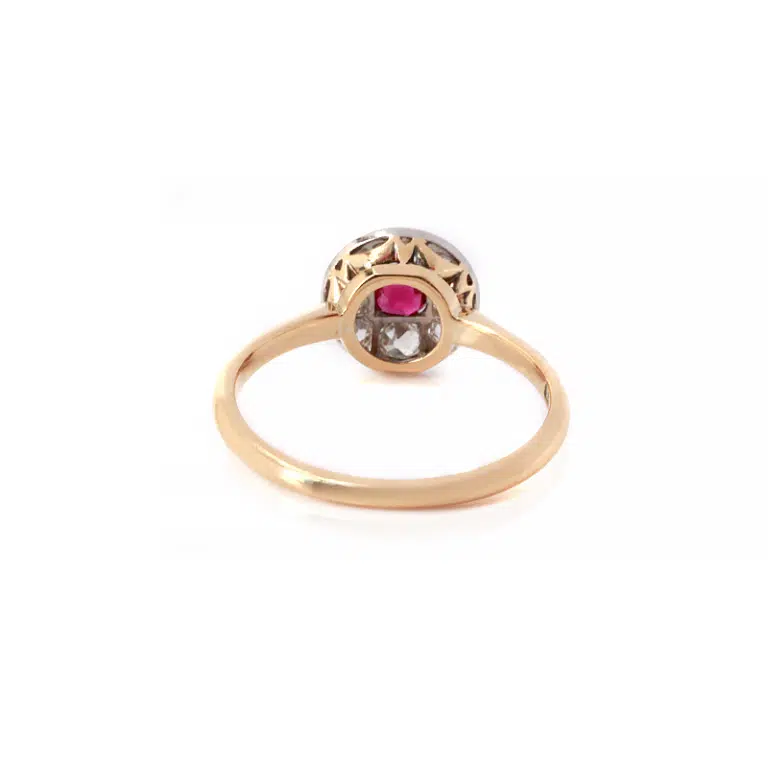 ruby and diamond halo ring