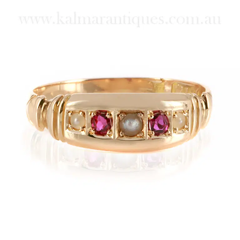 Antique ruby and pearl ring
