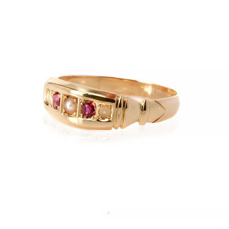 Antique ruby and pearl ring