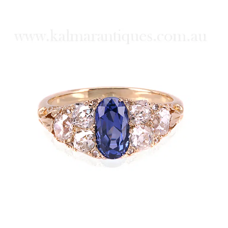 Antique sapphire and diamond engagement ring