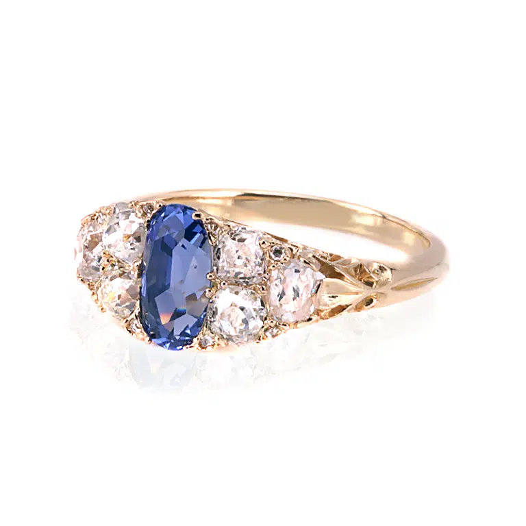 Victorian era sapphire and diamond ring