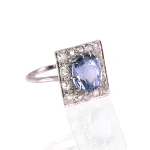 French Art Deco sapphire and diamond ring
