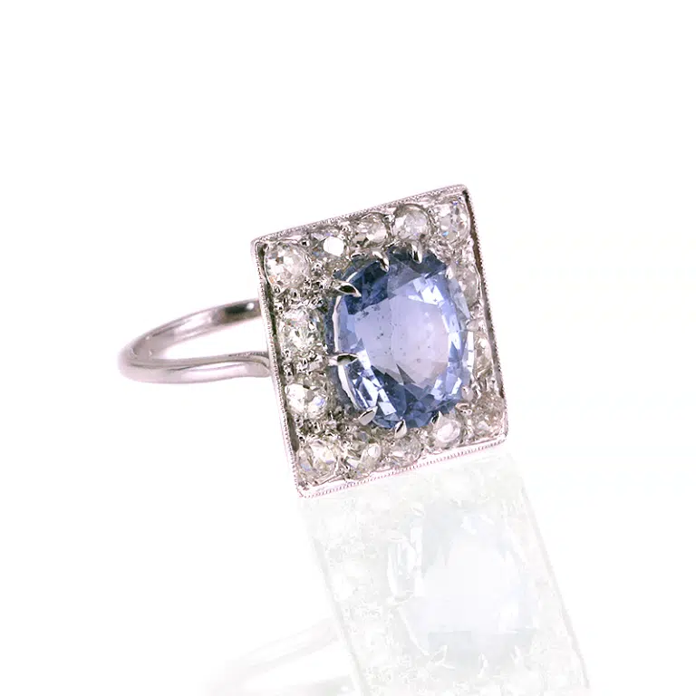 French Art Deco sapphire and diamond ring