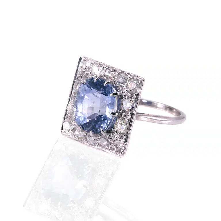 Art Deco sapphire and diamond engagement ring